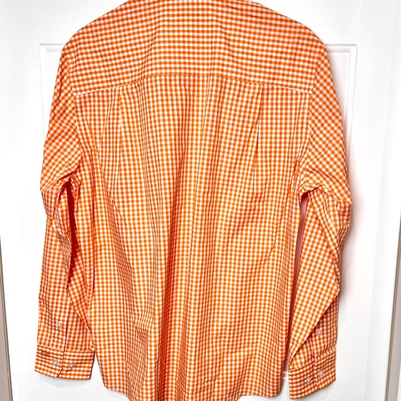 Cutter & Buck Men's Orange & White Power T Tennessee Gingham Shirt Size S - Picture 5 of 7